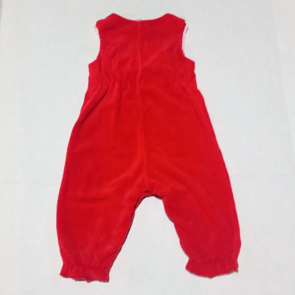 Vtg Baby Togs Christmas Corduroy Overalls-Size 6-9 Months-Reindeer-Elastic Legs